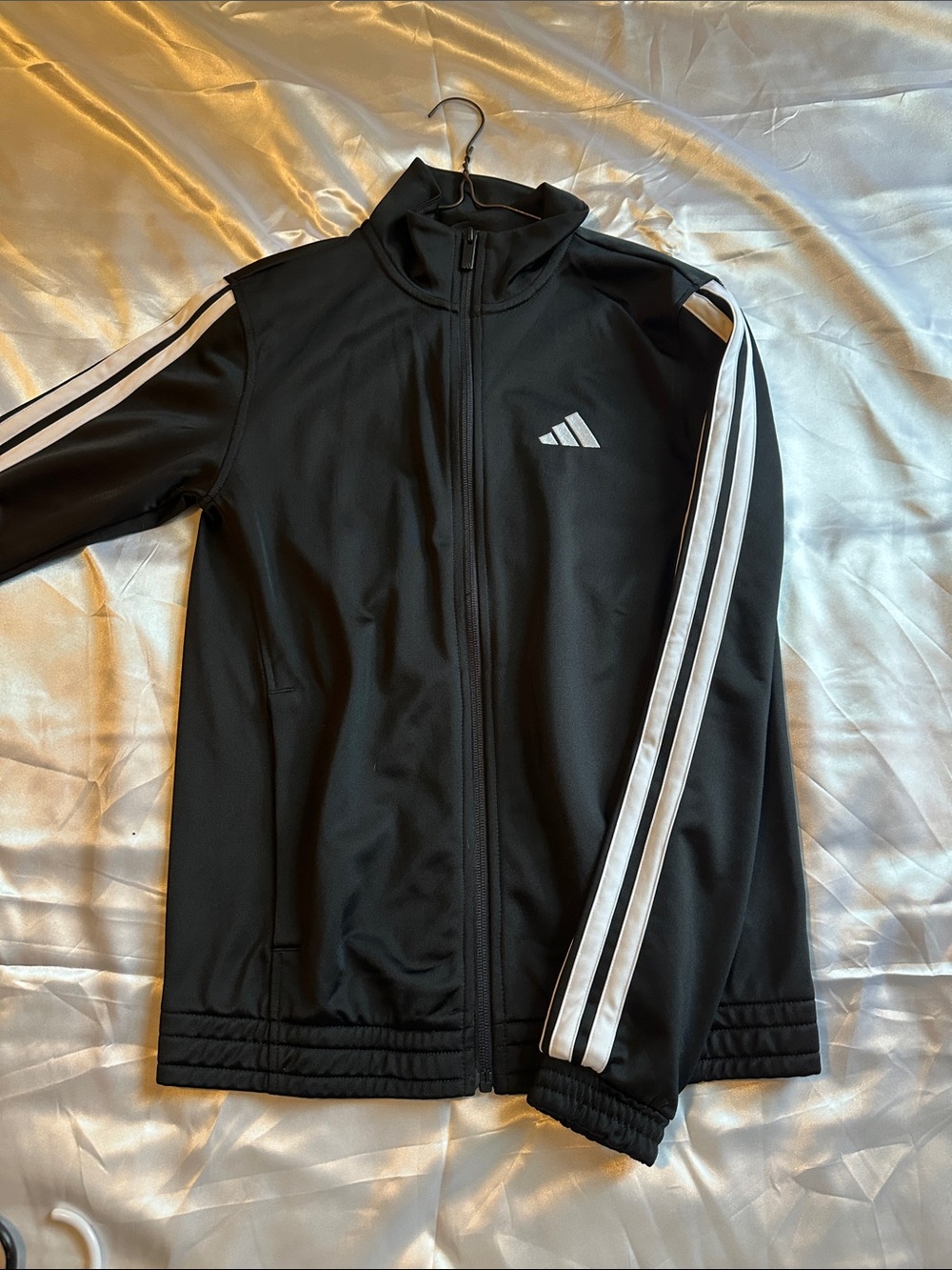 adidas Black Track Jacket with White Stripes